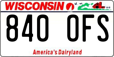 WI license plate 840OFS