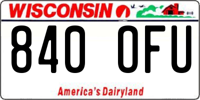 WI license plate 840OFU