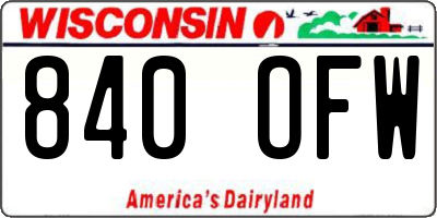 WI license plate 840OFW