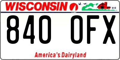 WI license plate 840OFX