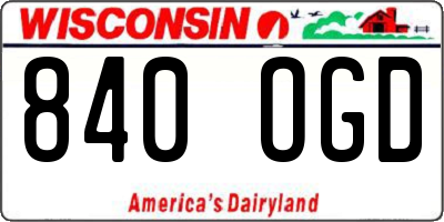 WI license plate 840OGD