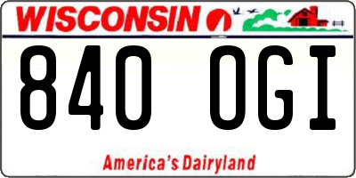 WI license plate 840OGI