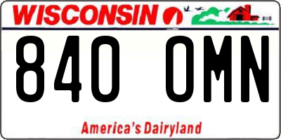 WI license plate 840OMN
