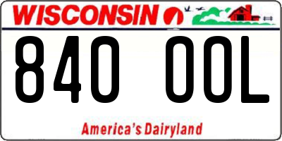 WI license plate 840OOL