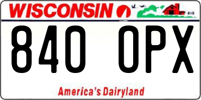 WI license plate 840OPX