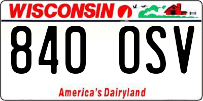 WI license plate 840OSV