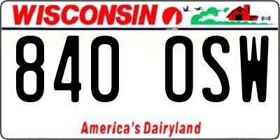 WI license plate 840OSW