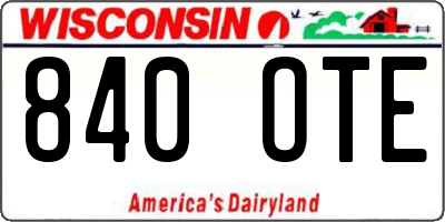 WI license plate 840OTE