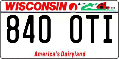 WI license plate 840OTI