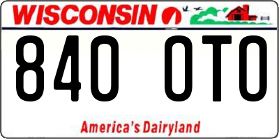 WI license plate 840OTO