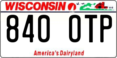 WI license plate 840OTP