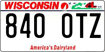 WI license plate 840OTZ