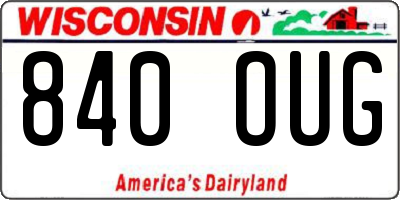 WI license plate 840OUG