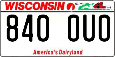WI license plate 840OUO