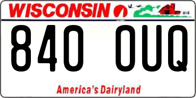 WI license plate 840OUQ