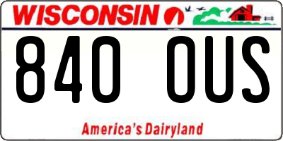 WI license plate 840OUS