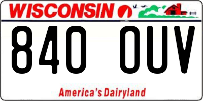 WI license plate 840OUV