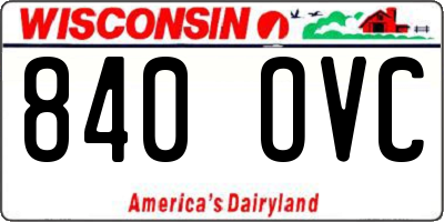 WI license plate 840OVC