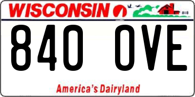 WI license plate 840OVE