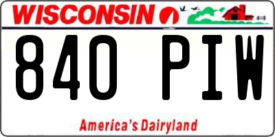 WI license plate 840PIW