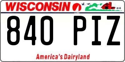WI license plate 840PIZ