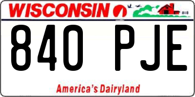 WI license plate 840PJE