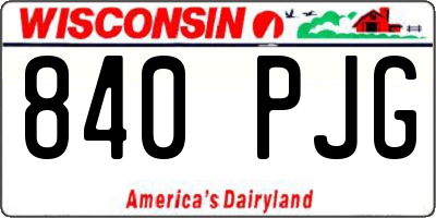 WI license plate 840PJG