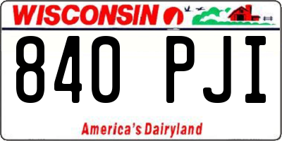 WI license plate 840PJI