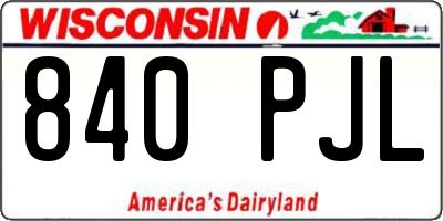 WI license plate 840PJL