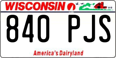WI license plate 840PJS