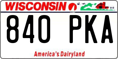 WI license plate 840PKA
