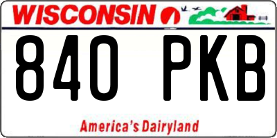 WI license plate 840PKB