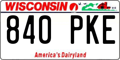 WI license plate 840PKE