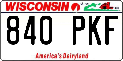 WI license plate 840PKF
