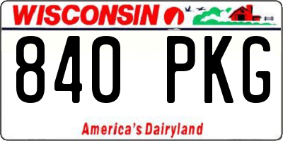 WI license plate 840PKG