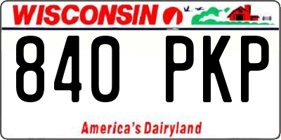 WI license plate 840PKP