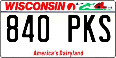 WI license plate 840PKS