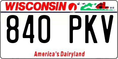 WI license plate 840PKV