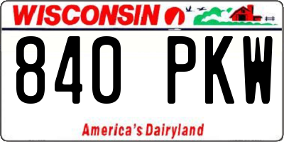 WI license plate 840PKW