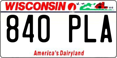 WI license plate 840PLA