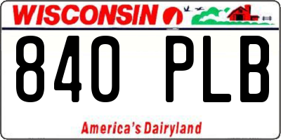 WI license plate 840PLB