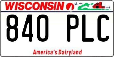 WI license plate 840PLC