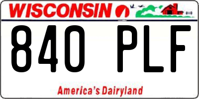 WI license plate 840PLF