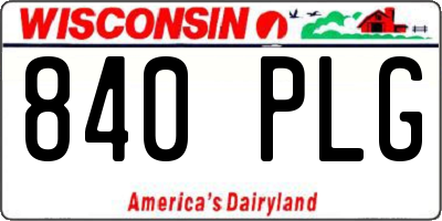 WI license plate 840PLG