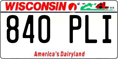WI license plate 840PLI