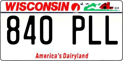 WI license plate 840PLL