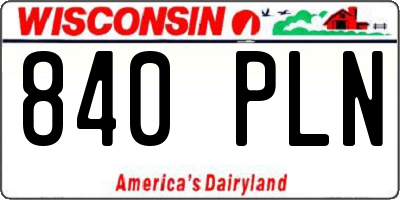 WI license plate 840PLN