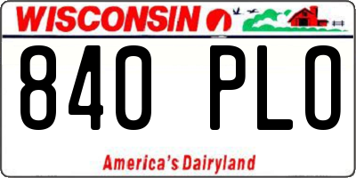 WI license plate 840PLO