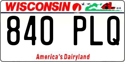 WI license plate 840PLQ