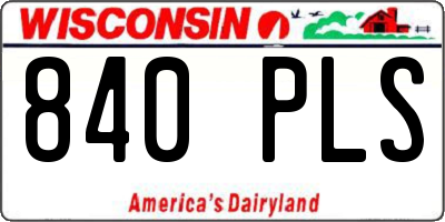 WI license plate 840PLS